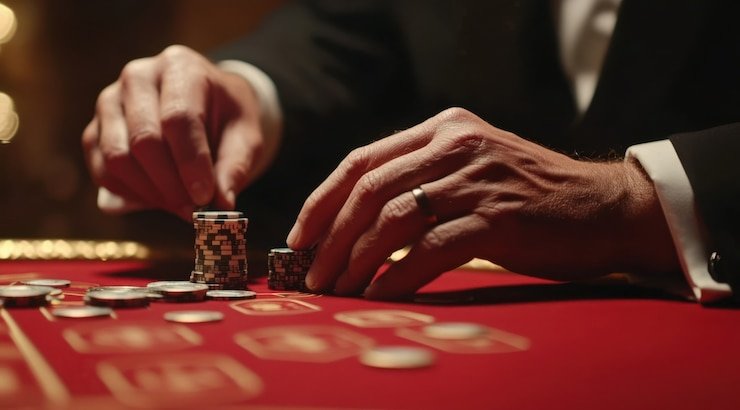 Pengganda Pemain (kiri) dan Bankir (kanan) ditampilkan sebelum pembagian Tampilan pengganda pemain dan bankir di Lightning Baccarat
